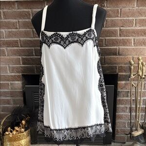 Ann Taylor Ivory and Black Trim Slip Dress